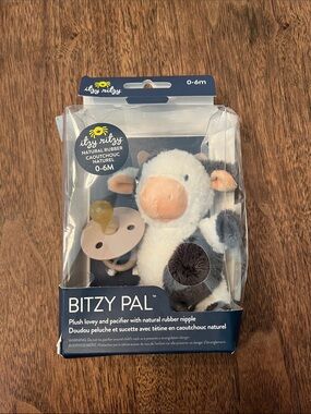 Itzy Ritzy Bitzy Pal Plush Cow Lovey with Beige Pacifier